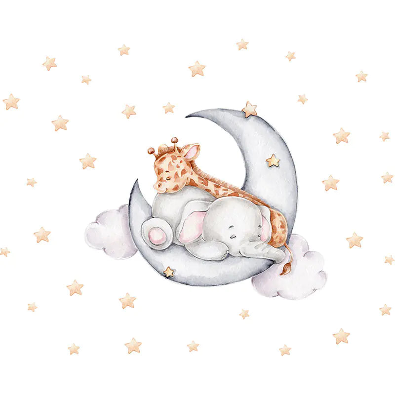 Decoracion De Pegatinas Elefante y Jirafa Nocturnas para Niños
